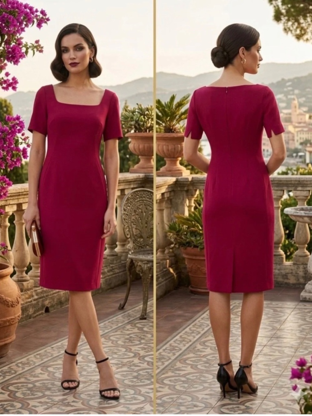 M.M.LaFleur The Noa Short-Sleeve Sheath Dress Recycled WonderTex Women’s Size 16